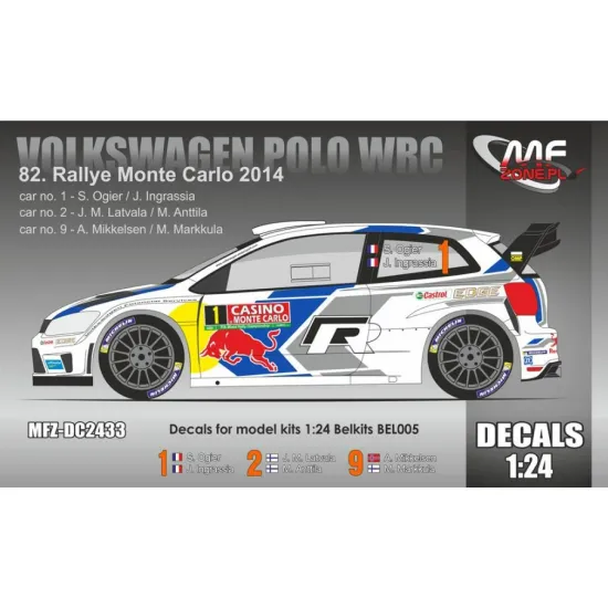 Mf-zone Dc2433 1/24 Volkswagen Polo Wrc Rallye Monte Carlo 2014 1 Ogier 2 Latvala 9 Mikkelsen