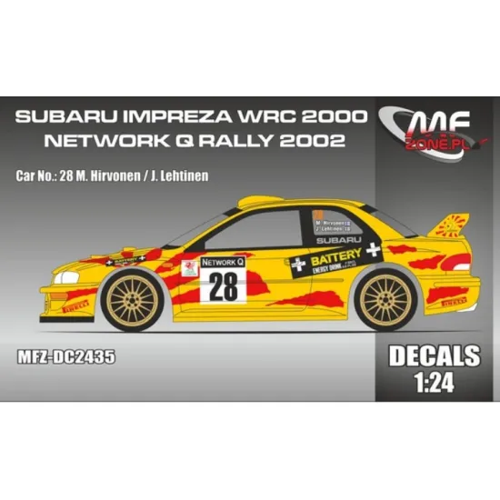 Mf-zone Dc2435 1/24 Subaru Impreza S6 Wrc And Battery And Network Q Rally2002 28 Hirvonen Mf-zone Dc2435 1/24 Subaru Impreza S6 Wrc And Battery And Network Q Rally2002 28 Hirvonen