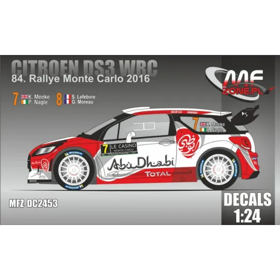 Mf-zone Dc2453 1/24 Citroen Ds3 Wrc Abudhabi Rallye Monte Carlo 2016 7, 8