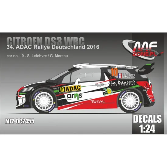 Mf-zone Dc2455 1/24 Citroen Ds3 Wrc Bk-317-dw La Pataterie Rallye Deutschland 2016 10 Lefebvre/Moreau