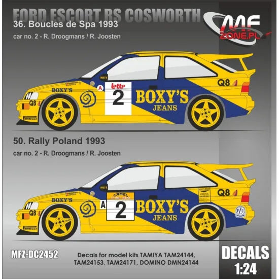 Mf-zone Dc2452 1/24 Ford Escort Rs Cosworth J538 Ehu Boxys Jeans For Tamiya