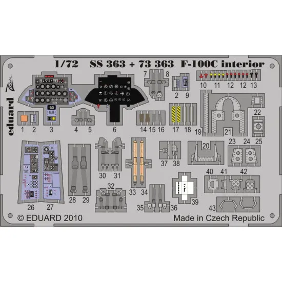 Photoetched set F-100C interior Color, for Trumpeter kit 1/72 Eduard SS363