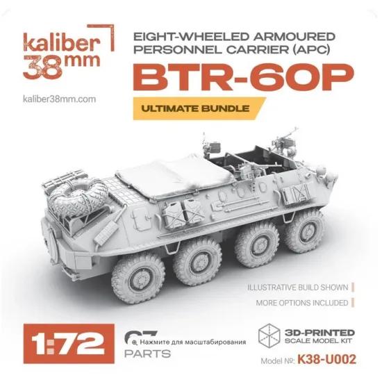 Kaliber38mm K38-U002 1/72 Eight Wheeled Armoured Personnel Carrier Apc Btr-60p Ultimate Bundle