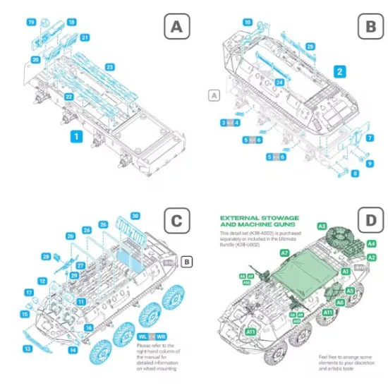 Kaliber38mm K38-M002 1/72 Eight Wheeled Armoured Personnel Carrier Apc Btr-60p Scale Model Kit
