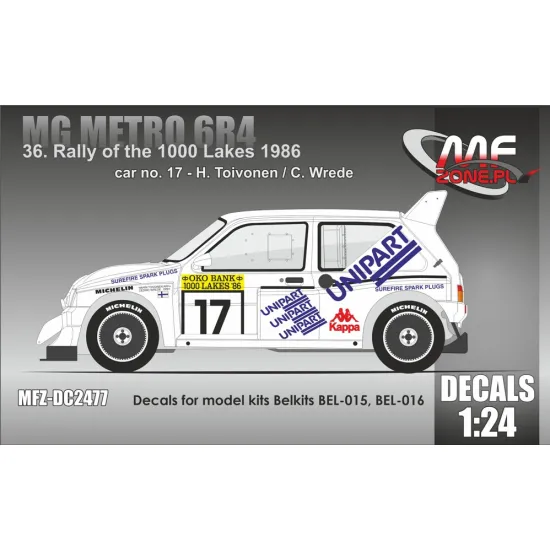 Mf-zone Dc2477 1/24 Mg Metro 6r4 H Toivonen 36 Rally Of Of The 1000 Lakes 1986