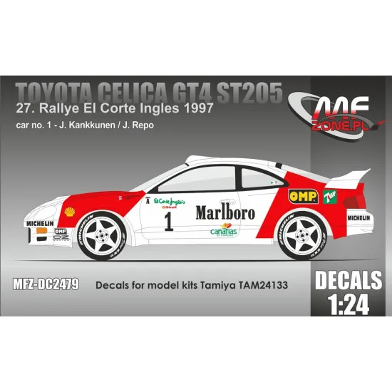 Mf-zone Dc2479 1/24 Toyota Celica Gt4 St205 J Kankkunen 21 Rallye El Corte Ingles 1997