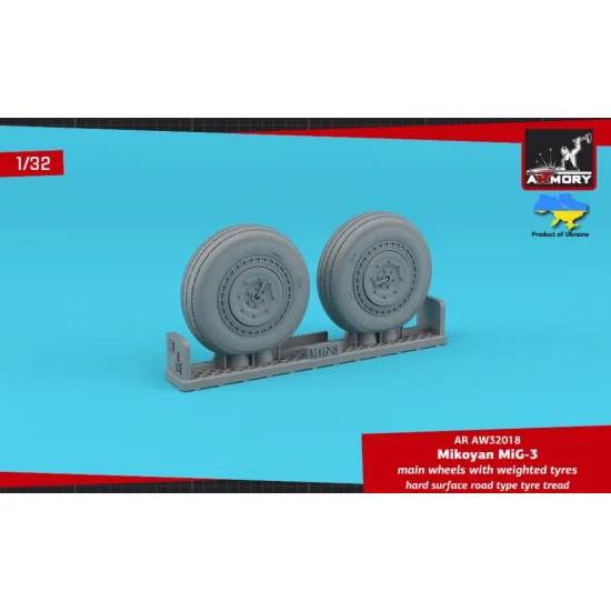 Armory Aw32018 1/32 Mig 3 Main Wheels W/ Weighted Tyres Hard Surface Road Type Tyre Tread