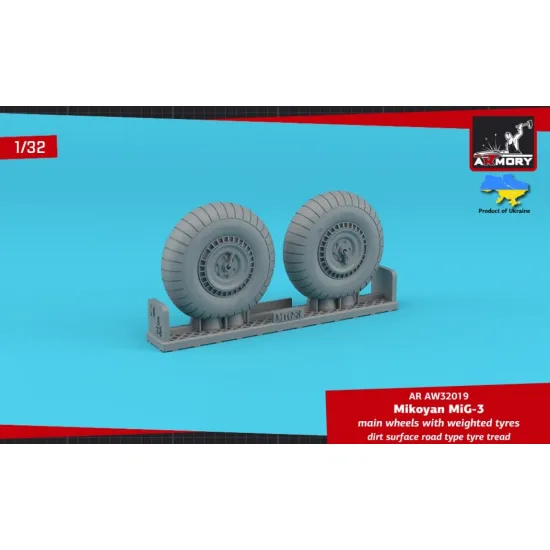 Armory Aw32019 1/32 Mig 3 Main Wheels W/ Weighted Tyres Dirt Surface Road Type Tyre Tread