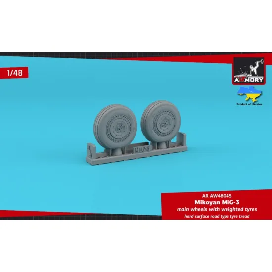 Armory Ar-aw48045 1/48 Mig 3 Main Wheels W/ Weighted Tyres Hard Surface Road Type Tyre Tread