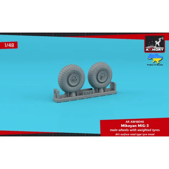 Armory Ar-aw48046 1/48 Mig 3 Main Wheels W/ Weighted Tyres Dirt Surface Road Type Tyre Tread
