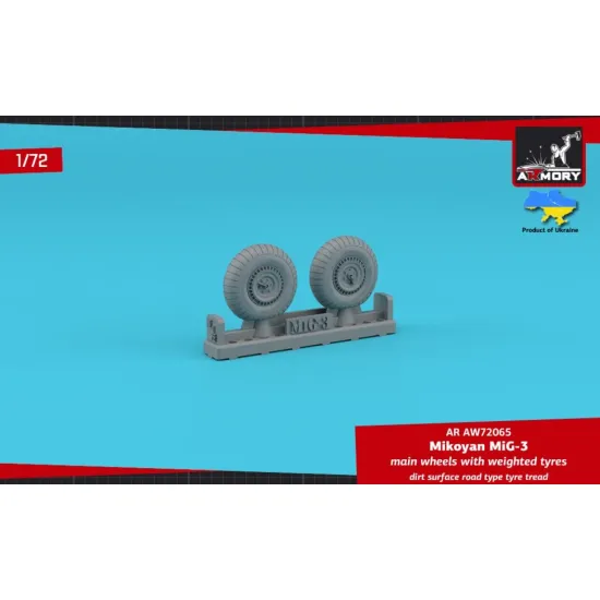 Armory Ar-aw72065 1/72 Mig 3 Main Wheels W/ Weighted Tyres Dirt Surface Road Type Tyre Tread