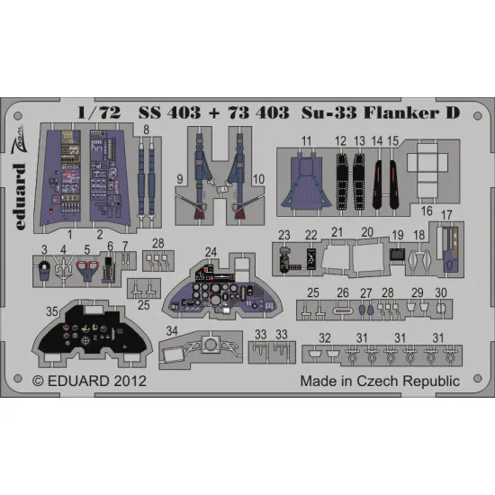 Photoetched set Sukhoi Su-33 Flanker D (self adhesive), for Hasegawa kit 1/72 Eduard SS403