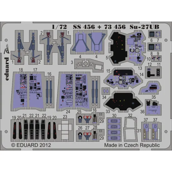 Photoetched set Su-27UB interior Color, for Trumpeter kit 1/72 Eduard SS456