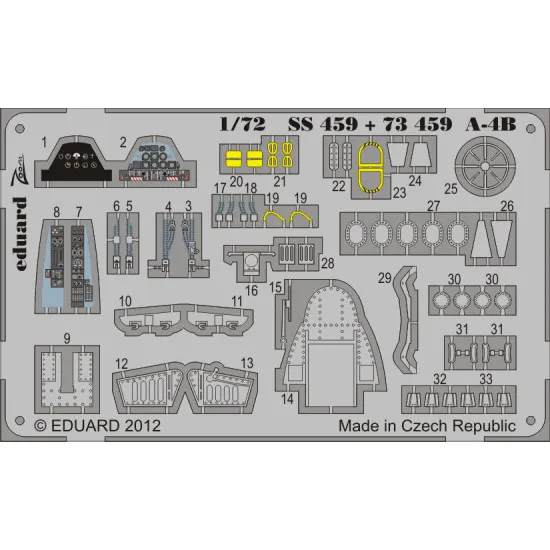 Photoetched set A-4B Color, for Airfix kit 1/72 Eduard SS459