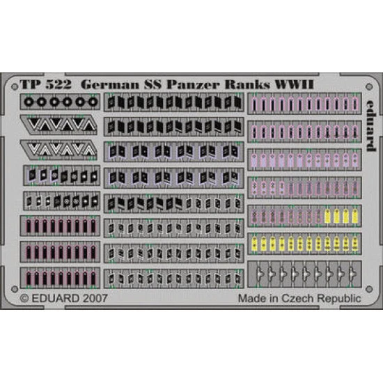 Photoetched set German SS panzer ranks WWII 1/35 Eduard TP522 Photoetched set German SS panzer ranks WWII 1/35 Eduard TP522