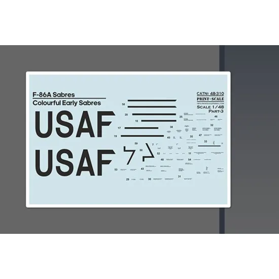 Print Scale 48-310 1/48 F-86a Colorful Early Sabres The Complete Set 2 Leaf Part 3 New
