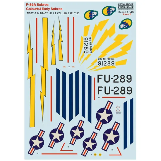 Print Scale 48-312 1/48 F-86a Colorful Early Sabres The Complete Set 2 Leaf Part 5 New