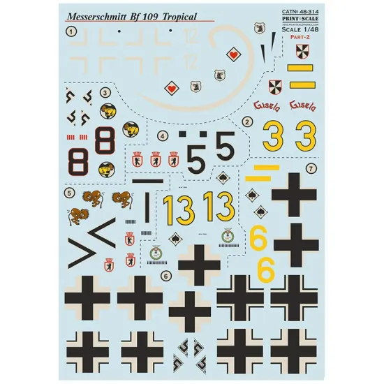 Print Scale 48-314 1/48 Messerschmitt Bf-109 Tropical Options Part 2 New