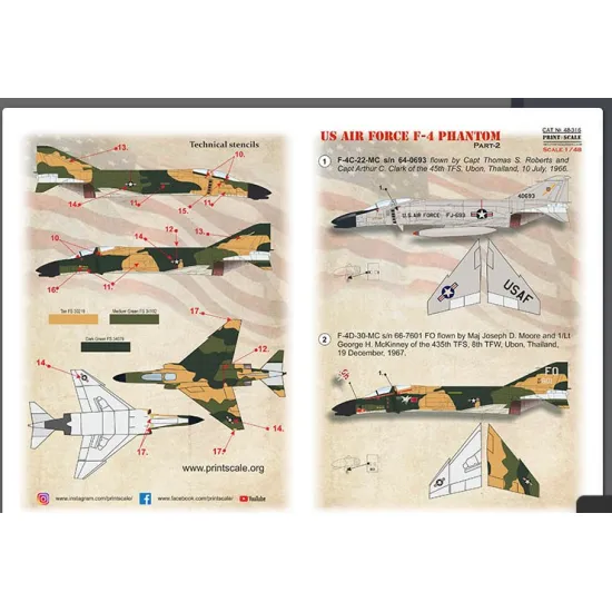 Print Scale 48-316 1/48 Us Air Forces F-4 Phantom Part 2 New