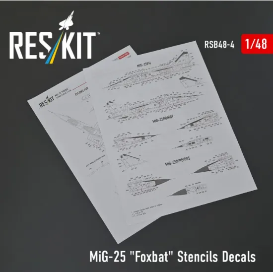 Reskit Rsb48-0004 1/48 Mig-25 Foxbat Stencils Decals