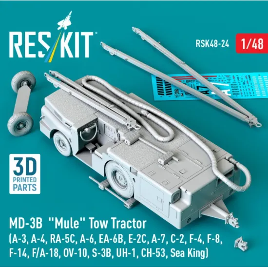 Reskit Rsk48-0024 1/48 Md-3b Mule Tow Tractor A-3 A-4 Ra-5c A-6 Ea-6b E-2c A-7 C-2 F-4 F-8 F-14 F/A-18 Ov-10 S-3b Uh-1 Ch-53 Sea King 3d Printed Model Kit