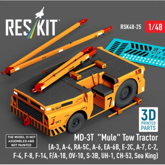 Reskit Rsk48-0025 1/48 Md-3t Mule Tow Tractor A-3 A-4 Ra-5c A-6 Ea-6b E-2c A-7 C-2 F-4 F-8 F-14 F/A-18 Ov-10 S-3b Uh-1 Ch-53 Sea King 3d Printed Model Kit