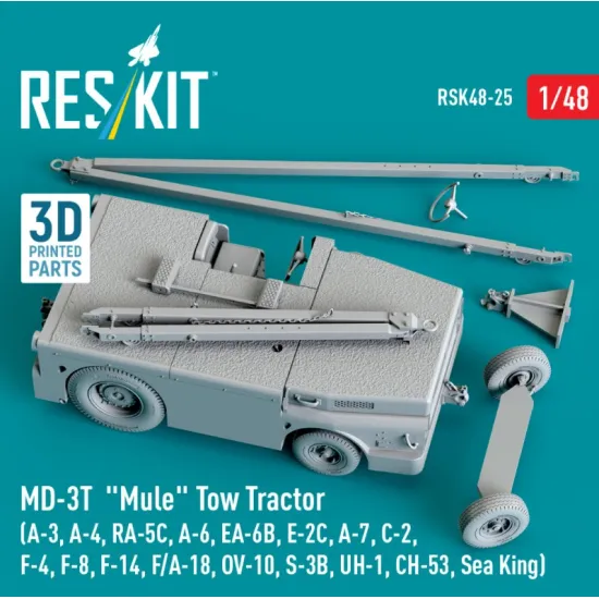 Reskit Rsk48-0025 1/48 Md-3t Mule Tow Tractor A-3 A-4 Ra-5c A-6 Ea-6b E-2c A-7 C-2 F-4 F-8 F-14 F/A-18 Ov-10 S-3b Uh-1 Ch-53 Sea King 3d Printed Model Kit