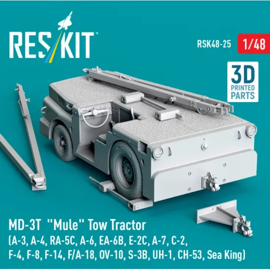 Reskit Rsk48-0025 1/48 Md-3t Mule Tow Tractor A-3 A-4 Ra-5c A-6 Ea-6b E-2c A-7 C-2 F-4 F-8 F-14 F/A-18 Ov-10 S-3b Uh-1 Ch-53 Sea King 3d Printed Model Kit