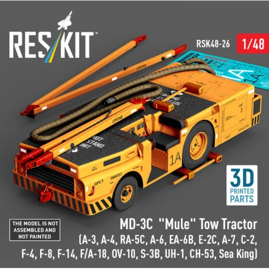 Reskit Rsk48-0026 1/48 Md-3c Mule Tow Tractor A-3 A-4 Ra-5c A-6 Ea-6b E-2c A-7 C-2 F-4 F-8 F-14 F/A-18 Ov-10 S-3b Uh-1 Ch-53 Sea King 3d Printed Model Kit