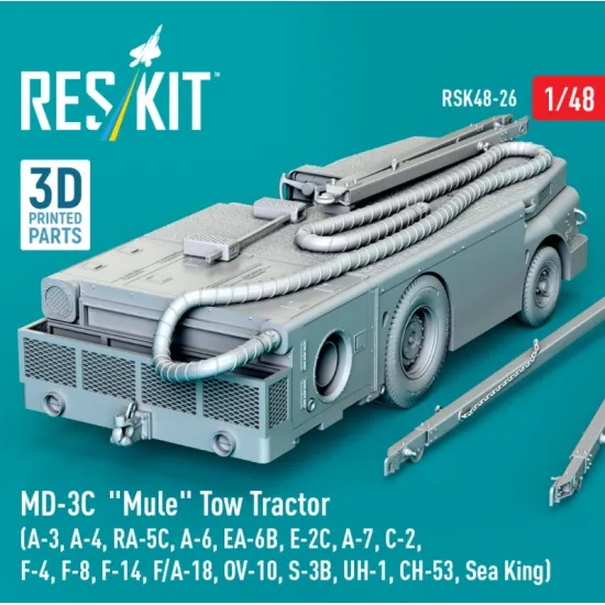 Reskit Rsk48-0026 1/48 Md-3c Mule Tow Tractor A-3 A-4 Ra-5c A-6 Ea-6b E-2c A-7 C-2 F-4 F-8 F-14 F/A-18 Ov-10 S-3b Uh-1 Ch-53 Sea King 3d Printed Model Kit