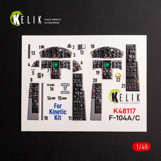 Kelik K48117 1/48 F-104 A/C Interior 3d Decals For Kinetic Kit