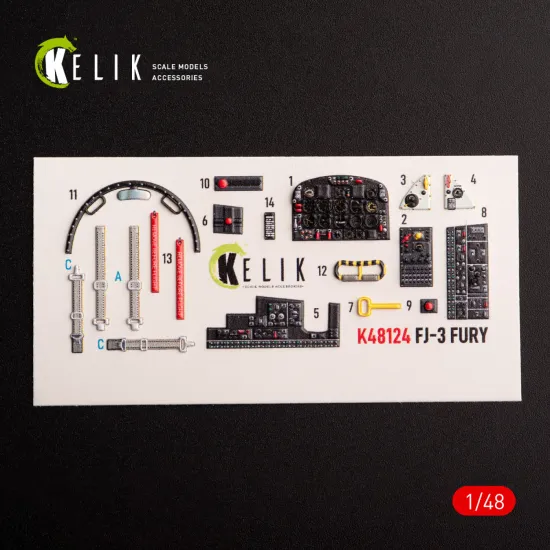Kelik K48124 1/48 Fj-3 Interior 3d Decals For Zimi Model/Kittyhawk Kit