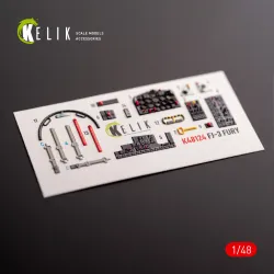 Kelik K48124 1/48 Fj-3 Interior 3d Decals For Zimi Model/Kittyhawk Kit