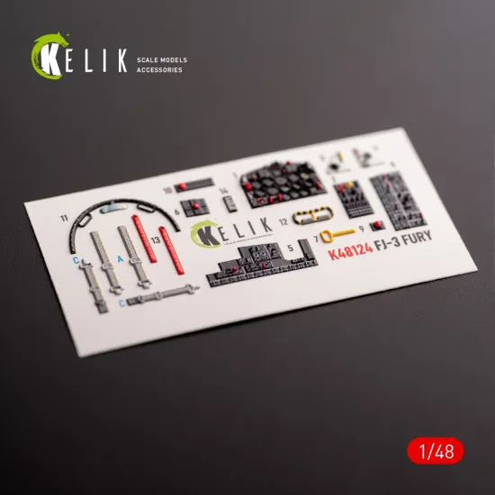 Kelik K48124 1/48 Fj-3 Interior 3d Decals For Zimi Model/Kittyhawk Kit