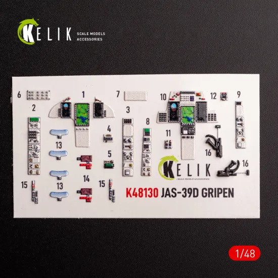 Kelik K48130 1/48 Jas-39 D Interior 3d Decals For Italeri