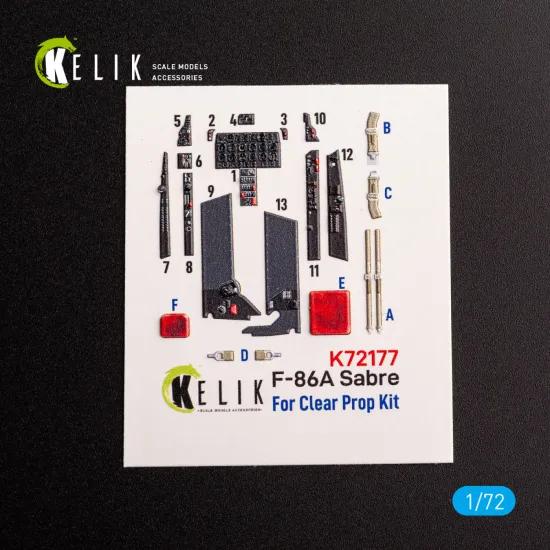 Kelik K72177 1/72 F-86a Sabre Interior 3d Decals For Clearprop Kit