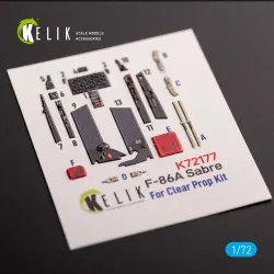 Kelik K72177 1/72 F-86a Sabre Interior 3d Decals For Clearprop Kit