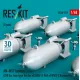 Reskit Rs48-0537 1/48 An-m57 Bombs 250 Lbs Box-type Fin For All Usaf Raf Of Ww2 Korean War 8 Pcs 3d Printed