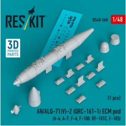 Reskit Rs48-0560 1/48 An/Alq-71v-2 Qrc-161-1 Ecm Pod 1pcs A-4 A-7 F-4 F-100 Rf-101c F-105 3d Printed