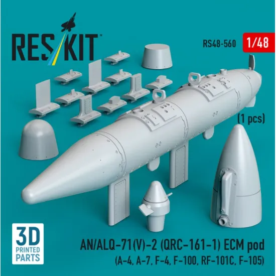 Reskit Rs48-0560 1/48 An/Alq-71v-2 Qrc-161-1 Ecm Pod 1pcs A-4 A-7 F-4 F-100 Rf-101c F-105 3d Printed