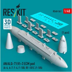 Reskit Rs48-0561 1/48 An/Alq-71v-3 Ecm Pod A-4 A-7 F-4 F-100 Rf-101c F-105 1pcs 3d Printed