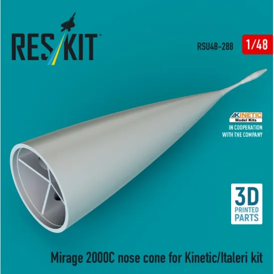 Reskit Rsu48-0288 1/48 Mirage 2000c Nose Cone For Kinetic/Italeri Kit 3d Printed
