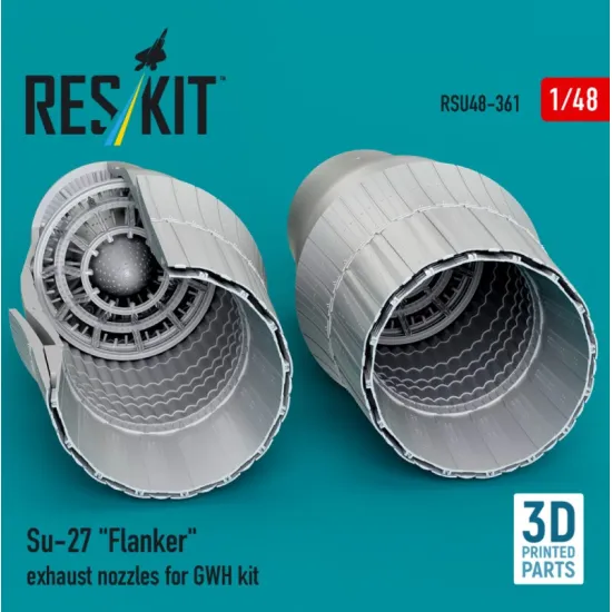 Reskit Rsu48-0361 1/48 Su-27 Flanker Exhaust Nozzles For Gwh Kit 3d Printed