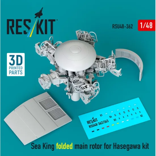 Reskit Rsu48-0362 1/48 Sea King Folded Main Rotor For Hasegawa Kit 3d Printed