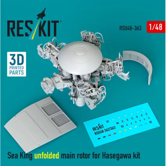 Reskit Rsu48-0363 1/48 Sea King Unfolded Main Rotor For Hasegawa Kit 3d Printed