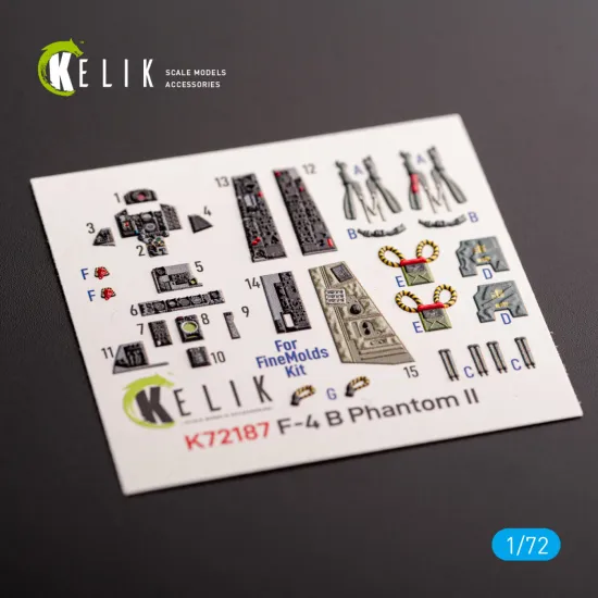 Kelik K72187 1/72 F-4b Phantom Interior 3d Decals For Finemolds Kit