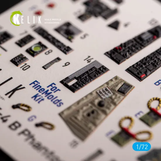 Kelik K72187 1/72 F-4b Phantom Interior 3d Decals For Finemolds Kit
