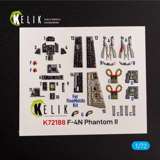 Kelik K72188 1/72 F-4n Phantom - Interior 3d Decals For Finemolds Kit