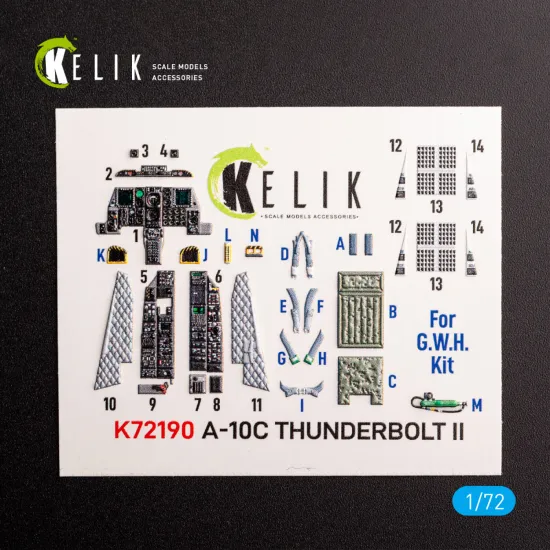 Kelik K72190 1/72 A-10c Thunderbolt Ii - Interior 3d Decals For Gwh Kit