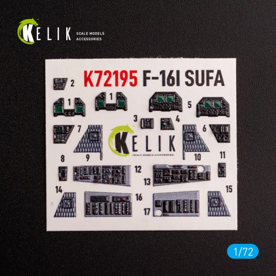 Kelik K72195 1/72 F-16i - Interior 3d Decals For Hasegawa Kit